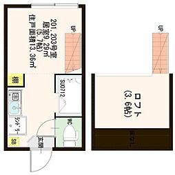 ハーモニーテラス白楽 ワンルームの間取図画像