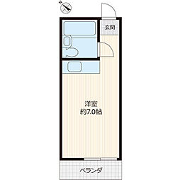 霞ケ関ハイツ ワンルームの間取図画像