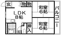 にしまちハイツ 2LDKの間取図画像