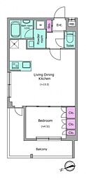 ラクラス四谷 1LDKの間取図画像