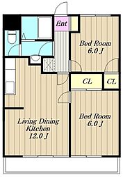 青木ビル 2LDKの間取図画像
