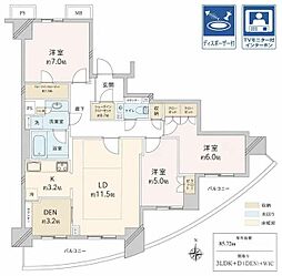 ドリームタワーキュアレジデンス 3LDKの間取図画像