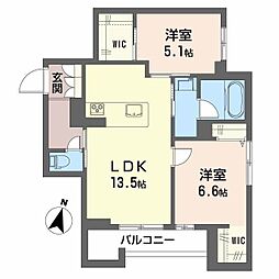 シャーメゾン笹和 2LDKの間取図画像
