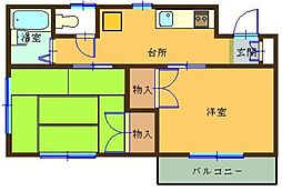 モンシャトーウスイ 2DKの間取図画像