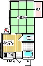 阿寒湖荘 1Kの間取図画像