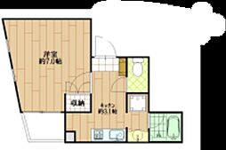 GRAND JOUR 3階1Kの間取り