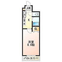 トラスト王子町 1Kの間取図画像