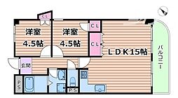 セントラルセンリオカ 2LDKの間取図画像