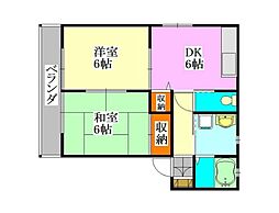 コートアベニュー2 2DKの間取図画像