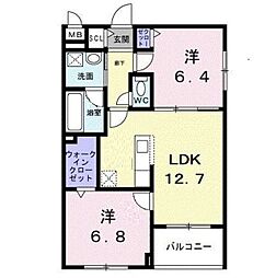 アーバンコート堀川西 2LDKの間取図画像