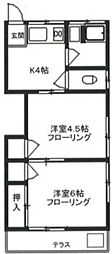 貫井コーポ 2Kの間取図画像