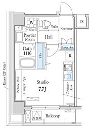 DUOFLATS東中野 ワンルームの間取図画像