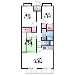 クレアール小松里 3LDKの間取図画像
