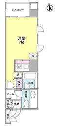 アサンブレ恵比寿 ワンルームの間取図画像