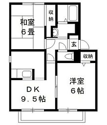 マリンハイツ・B 2DKの間取図画像