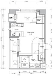 ネストピア大濠公園駅前2 1LDKの間取図画像