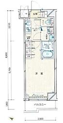 ルーブル川崎上平間弐番館 4階1Kの間取り