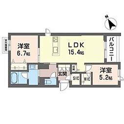 ナカナカ スクエア 2LDKの間取図画像