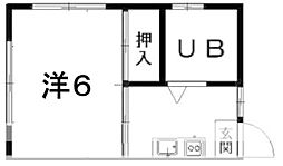 たちばなコーポ 1DKの間取図画像