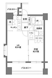 カスタリア森下 1LDKの間取図画像
