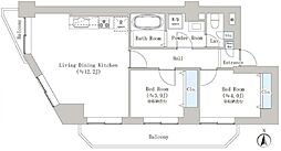メイプルヒルズ滝野川 9階3DKの間取り