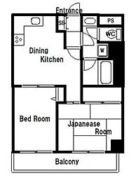 ライオンズマンション伊勢佐木町 2DKの間取図画像