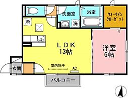 グリーンハイツ 1LDKの間取図画像