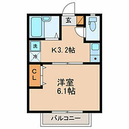 メゾンランジュ・H 1Kの間取図画像