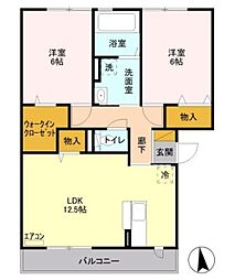 ラ・テール ドゥ 1階2LDKの間取り