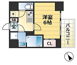 エスリード神戸ハーバークロス 1Kの間取図画像