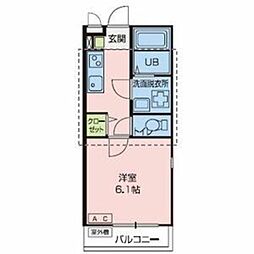 Clair本町 2階1Kの間取り