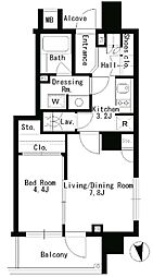 パークアクシス神楽坂ステージ 1LDKの間取図画像