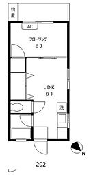 マンションアイ第1 1階1LDKの間取り