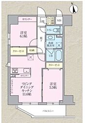 THE OBELISK IMADO 4階2LDKの間取り