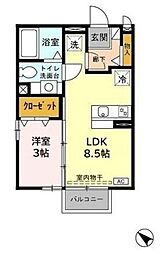 エストモナリエ 1LDKの間取図画像