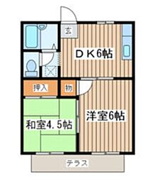 グリーンシャトレ湘南A 2DKの間取図画像