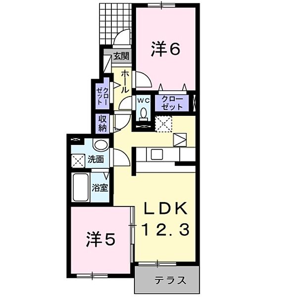 ミルキーウェイ畠中 102｜大阪府貝塚市畠中１丁目(賃貸アパート2LDK・1階・51.00㎡)の写真 その2