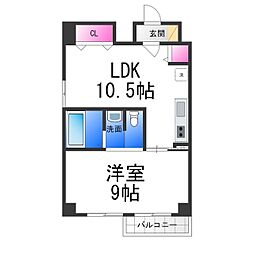 ブランカ堺東 1LDKの間取図画像