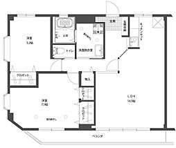 田中第一ビル 2LDKの間取図画像