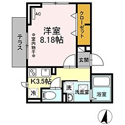 シティハイムE 1階1Kの間取り