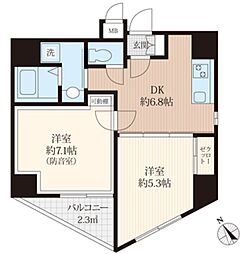 ラシクラス麹町 2DKの間取図画像