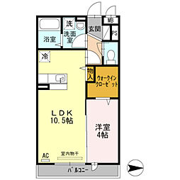 コートハウスアージュ 1LDKの間取図画像