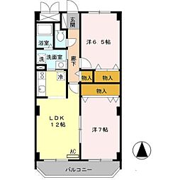 エルロード住吉7号館 2LDKの間取図画像