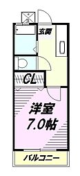 エレファントハイツ 1Kの間取図画像