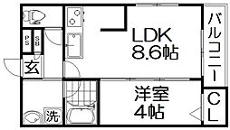 Gracias Court樟葉North 1LDKの間取図画像