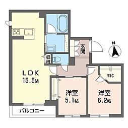 ボナアルバ 2階2LDKの間取り