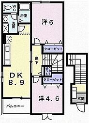エレガントハイツ 2DKの間取図画像