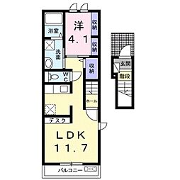 JR紀勢本線 海南駅 徒歩32分の賃貸アパート 2階1Kの間取り