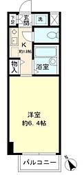 北辰ヒルズ早稲田 1Kの間取図画像