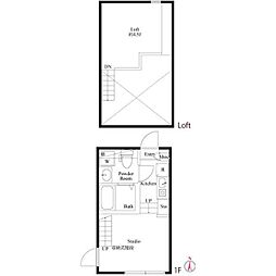 ハーモニーテラス小岩2 ワンルームの間取図画像